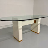 Table and 6 thonet designer chairs with crackled lacquer finish, 1980s vintage