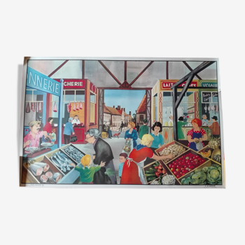 Affiche 60x90cm "Le marché", Hachette