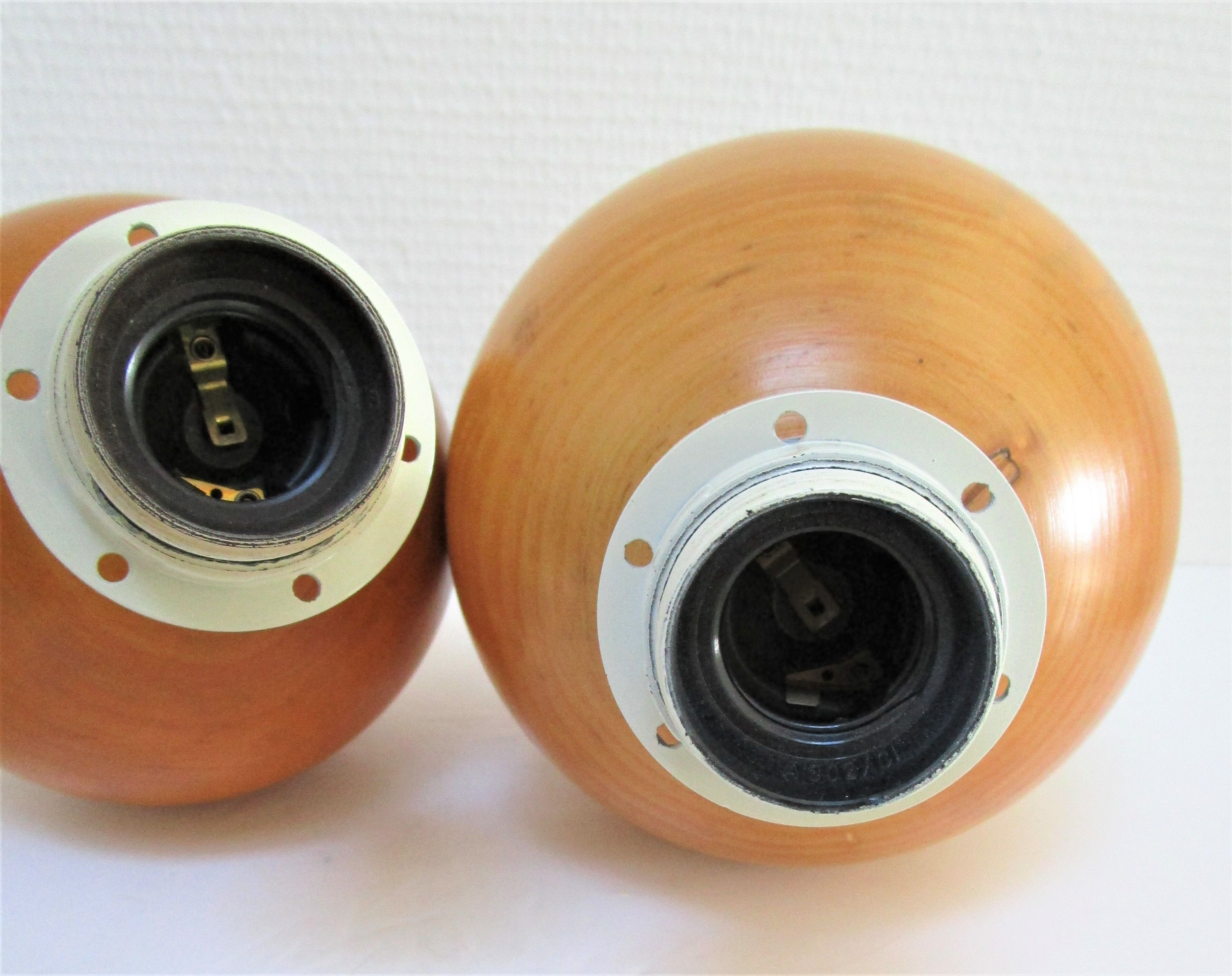 Two lamps balls solid wood By IMT italy vintage