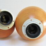 Paire de pieds de lampes boules bois massif Par IMT italie vintage