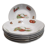 5 hollow plates Orchies Moulin des loups décor vegetables