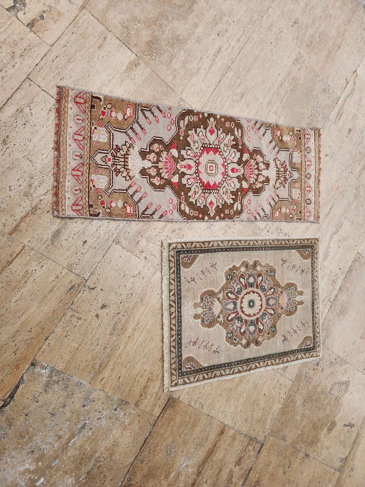 Set of 2 vintage handmade Turkish rugs 51x66 cm