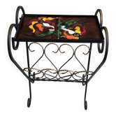 Vallauris magazine rack "la Grange", tiled and wrought iron
