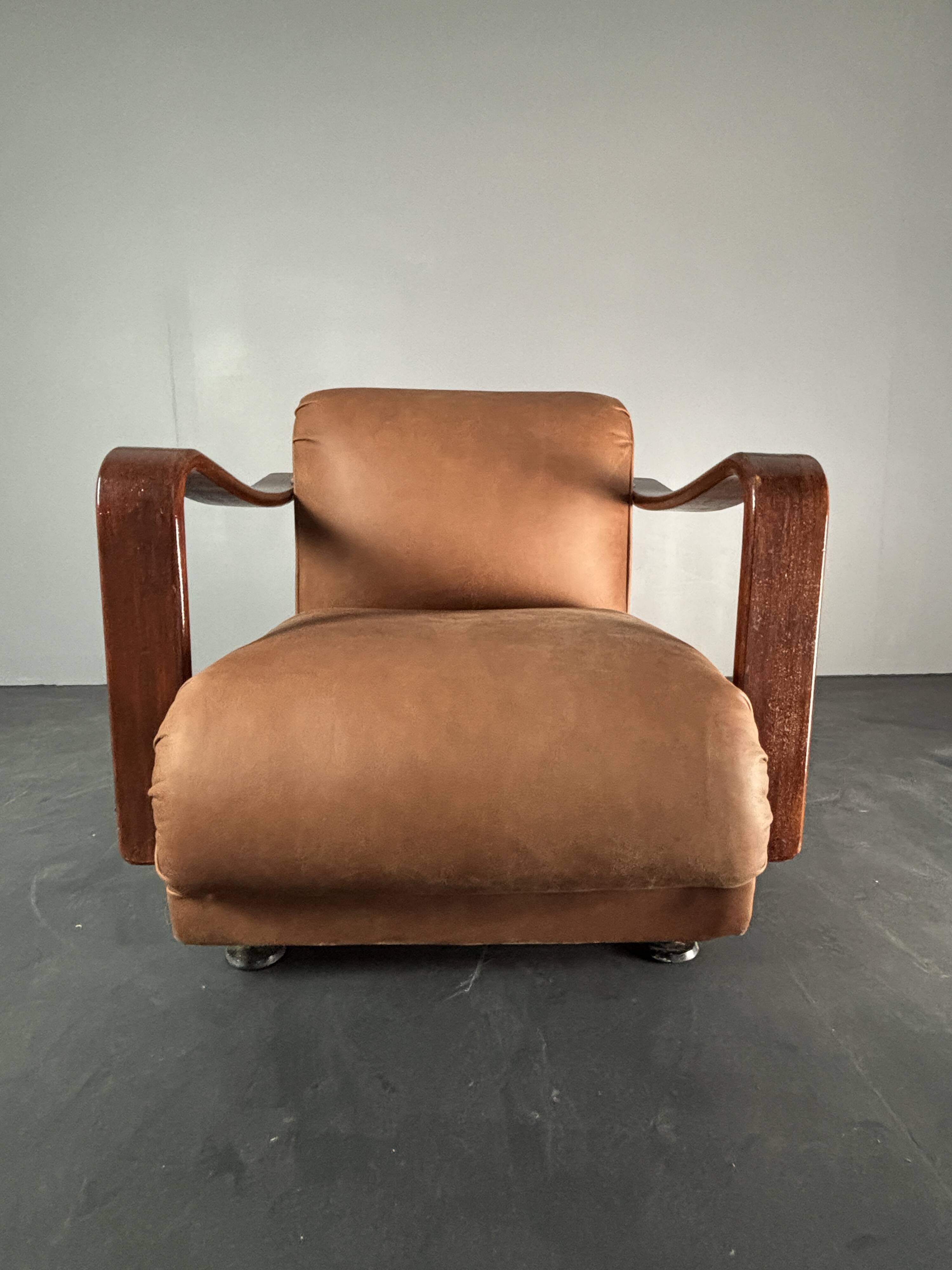 Midcentury brutalist embassy lounge or easy low club chair, 1960s