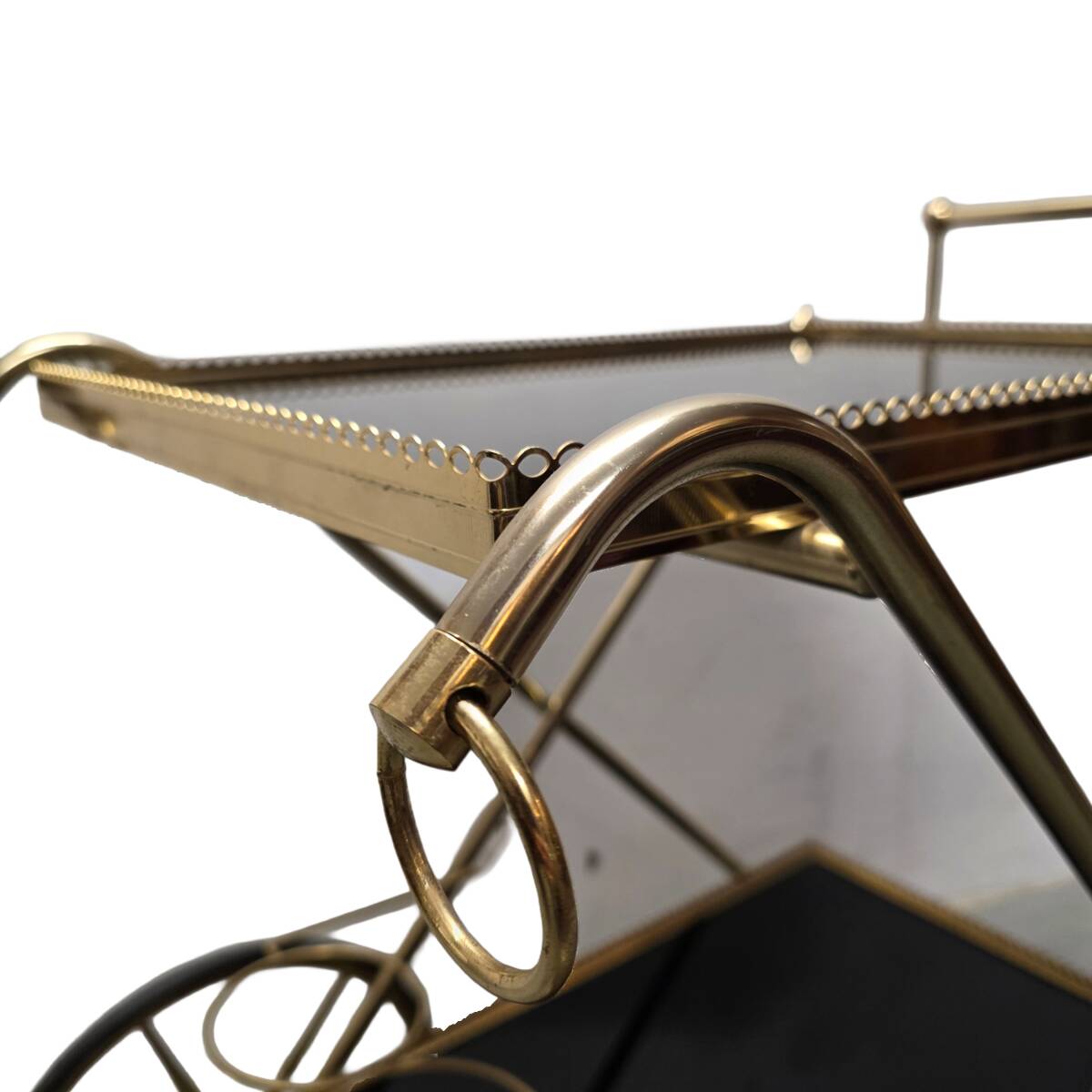 French Hollywood Regency Brass Serving Trolley, dated 1972
