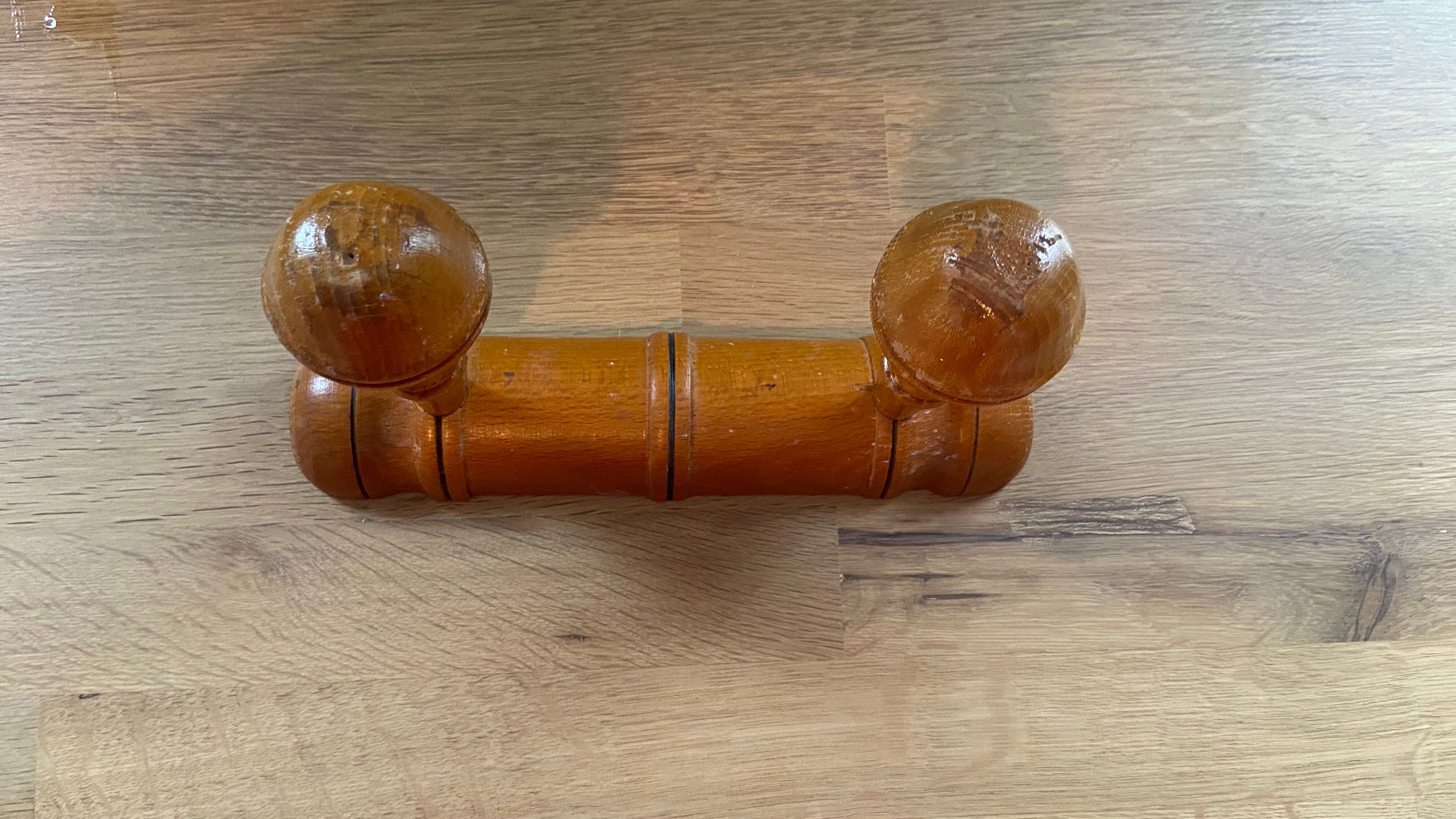 Coat rack with 2 old wooden hooks
