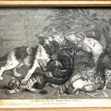 Antique print - Cats on the attack