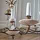 Lustre with 8 light arms in Hollywood Regency style – Gold brass and marble