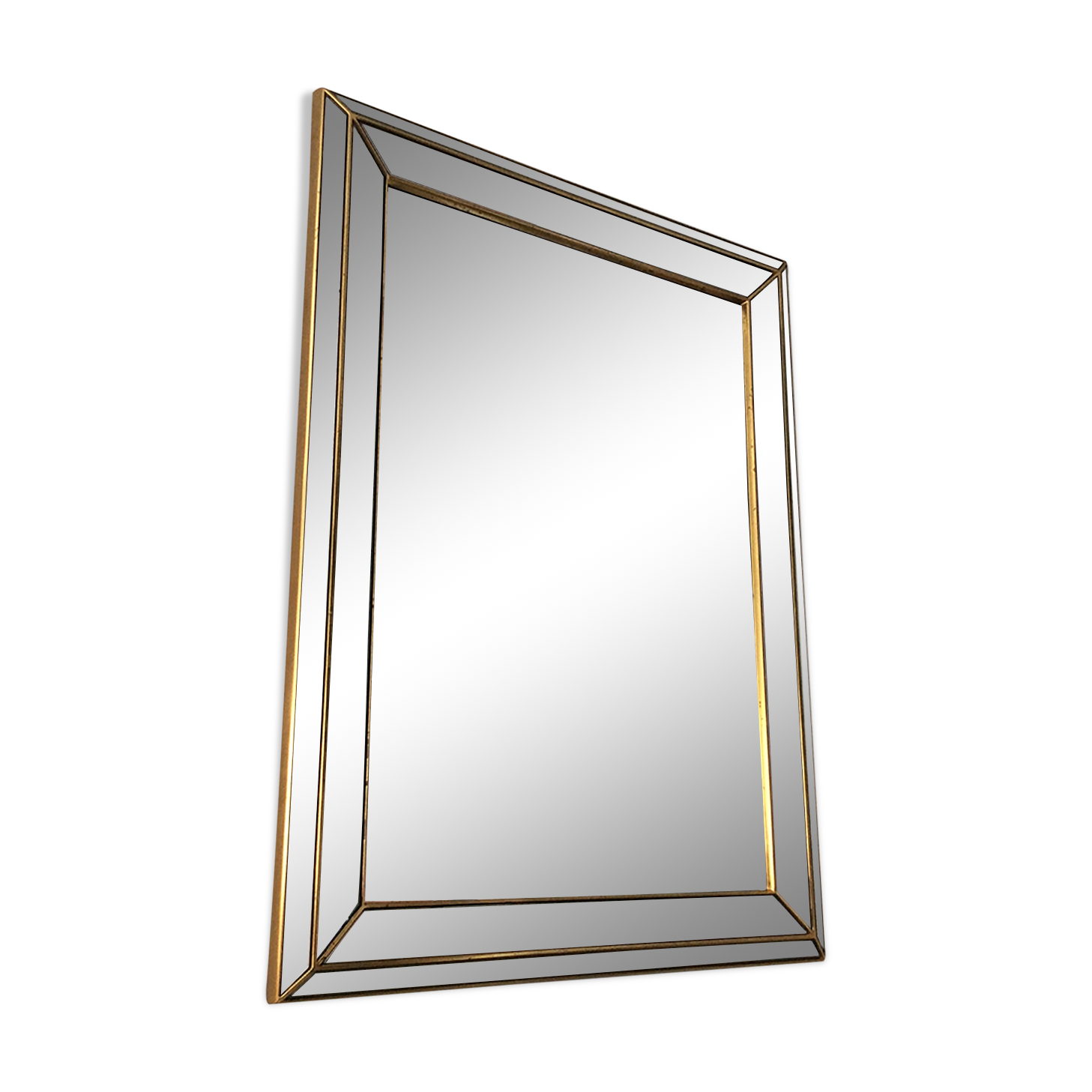 Miroir doré  à parcloses Deknudt des années 70