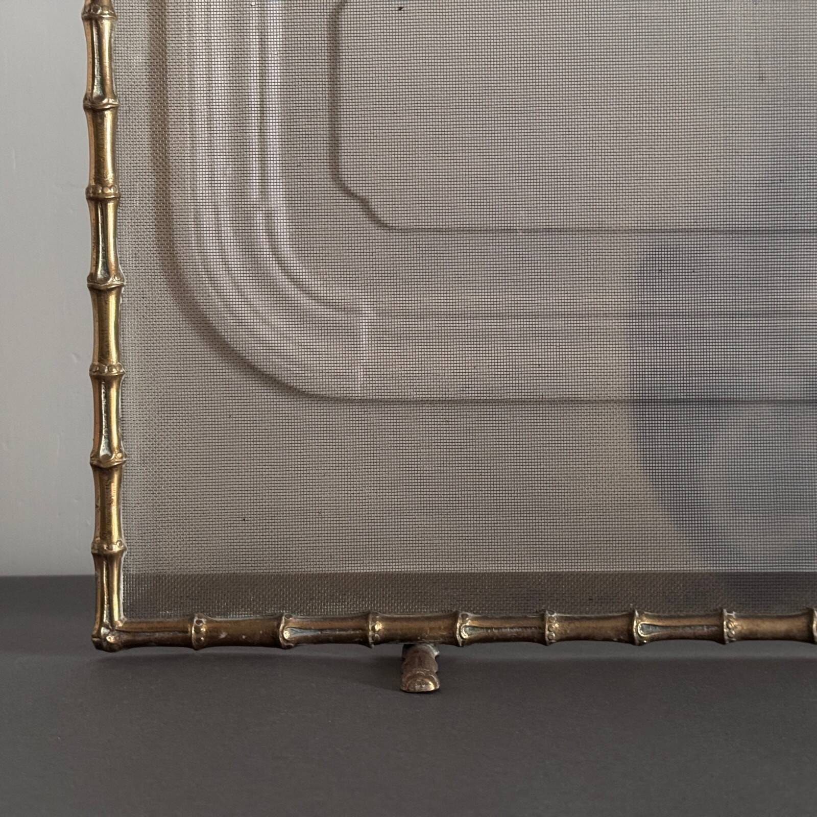Gilt bronze fire screen with bamboo decoration, mid-20th century