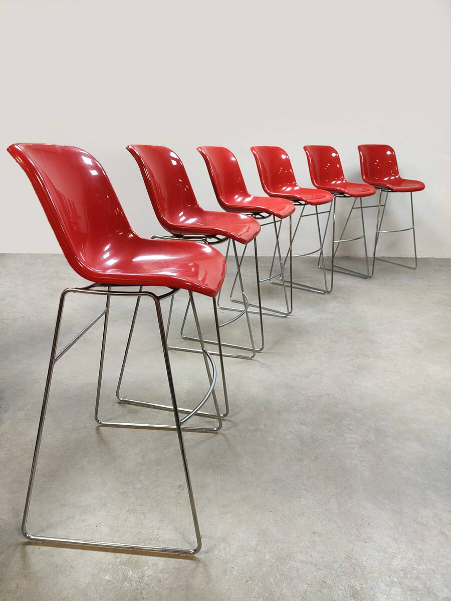 6 x Dutch design vintage Spirit barstools