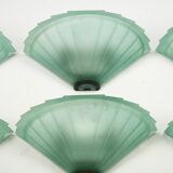 Set of six De Majo sconces in thick green murano glass. Italy 1980s
