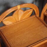 Paire de table rotin Maugrion pour Roche Bobois, table de chevet rotin