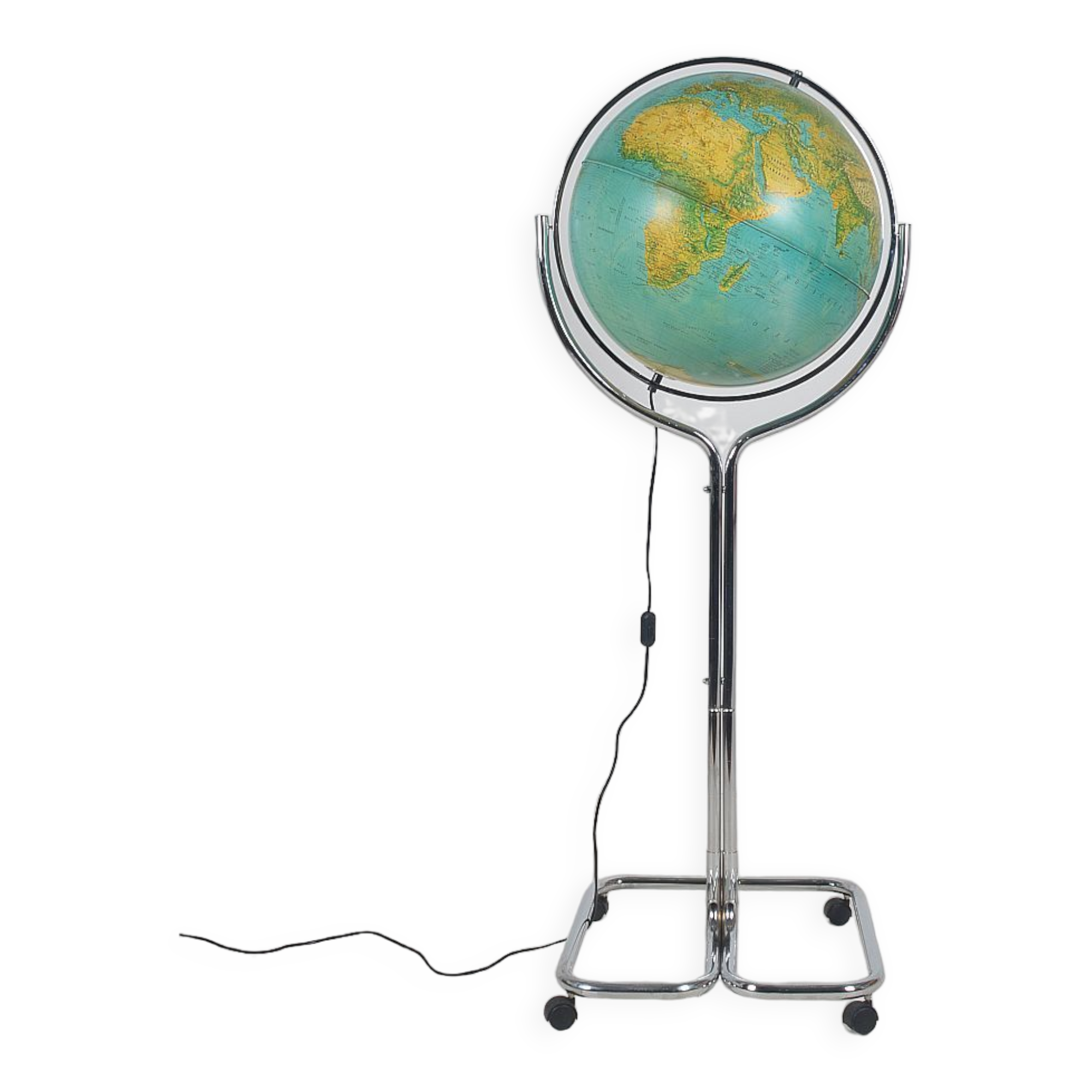 Globe de sol italien "Geoscope" avec éclairage de Ricoscope, années 1970
