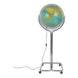 Globe de sol italien "Geoscope" avec éclairage de Ricoscope, années 1970