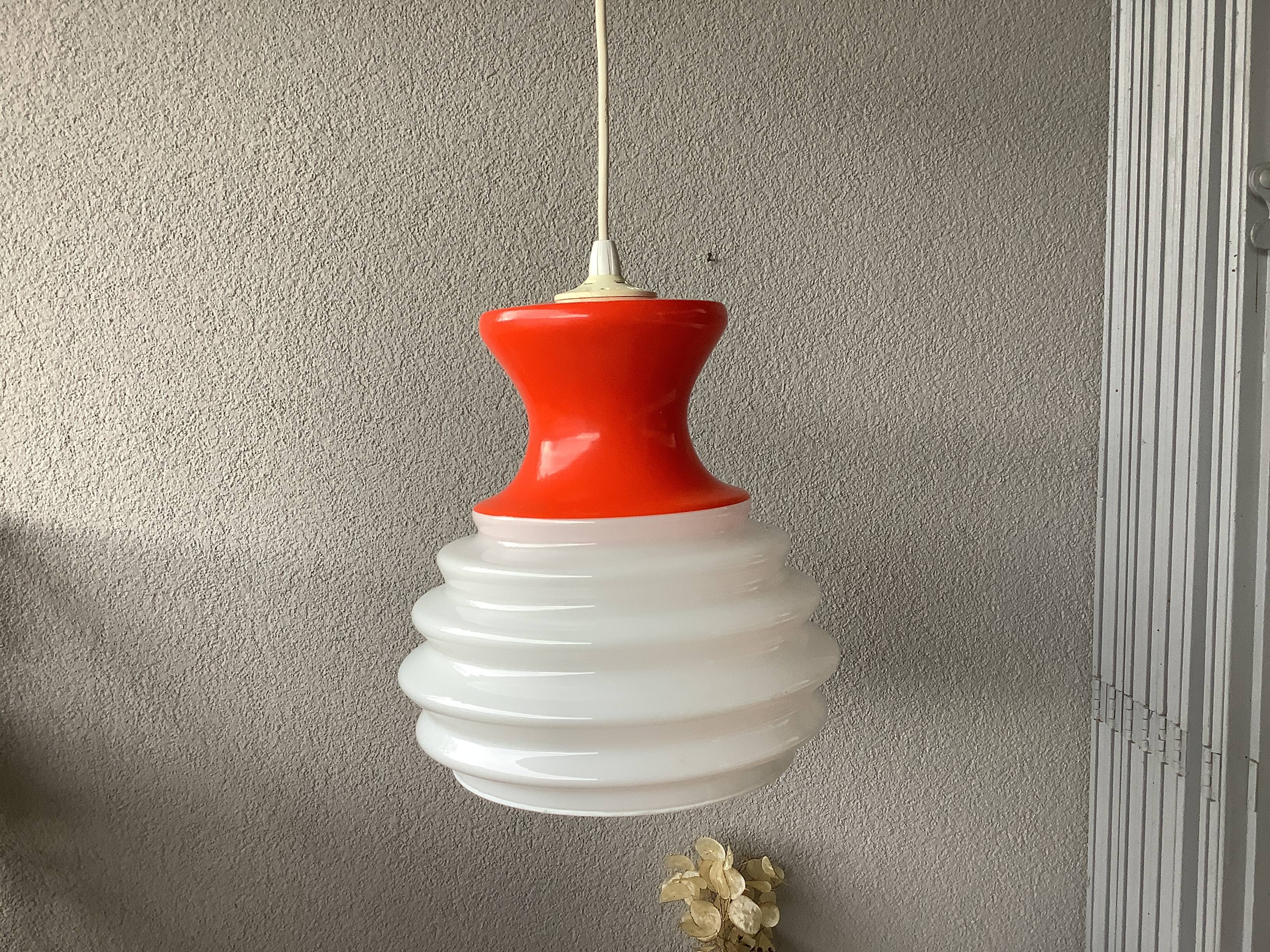 Space age opaline pendant light