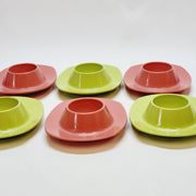 6 vintage plastic egg cups 1960s Schumm Plastic Style new in box
