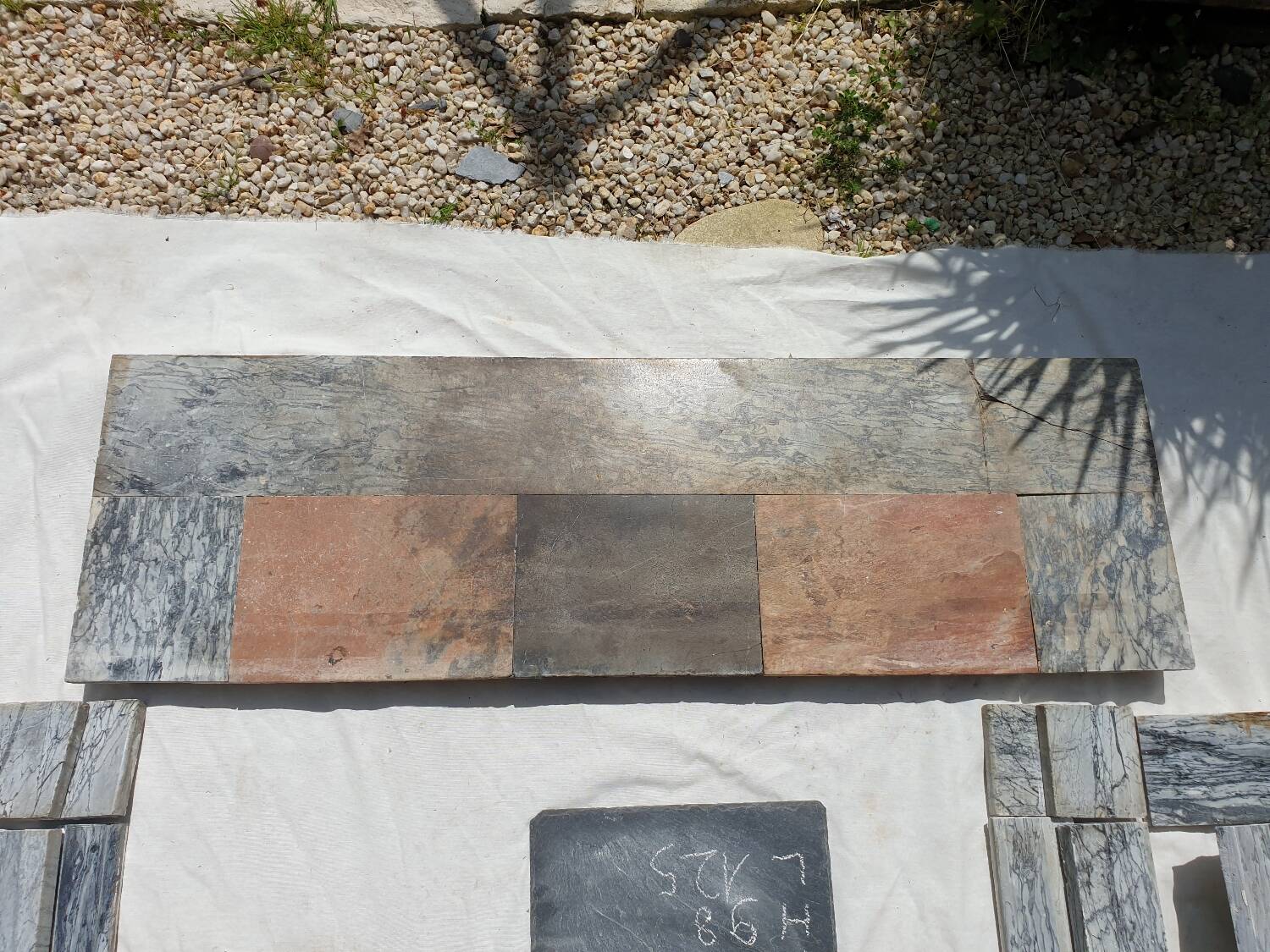 Napoleon III modillion fireplace in gray marble late 19th century