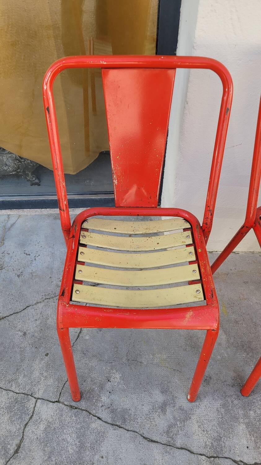 Set of 12 Tolix bistro chairs by Xavier Pauchard model T4 - 1950s