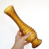 Amber glass vase, diamond tip, vintage