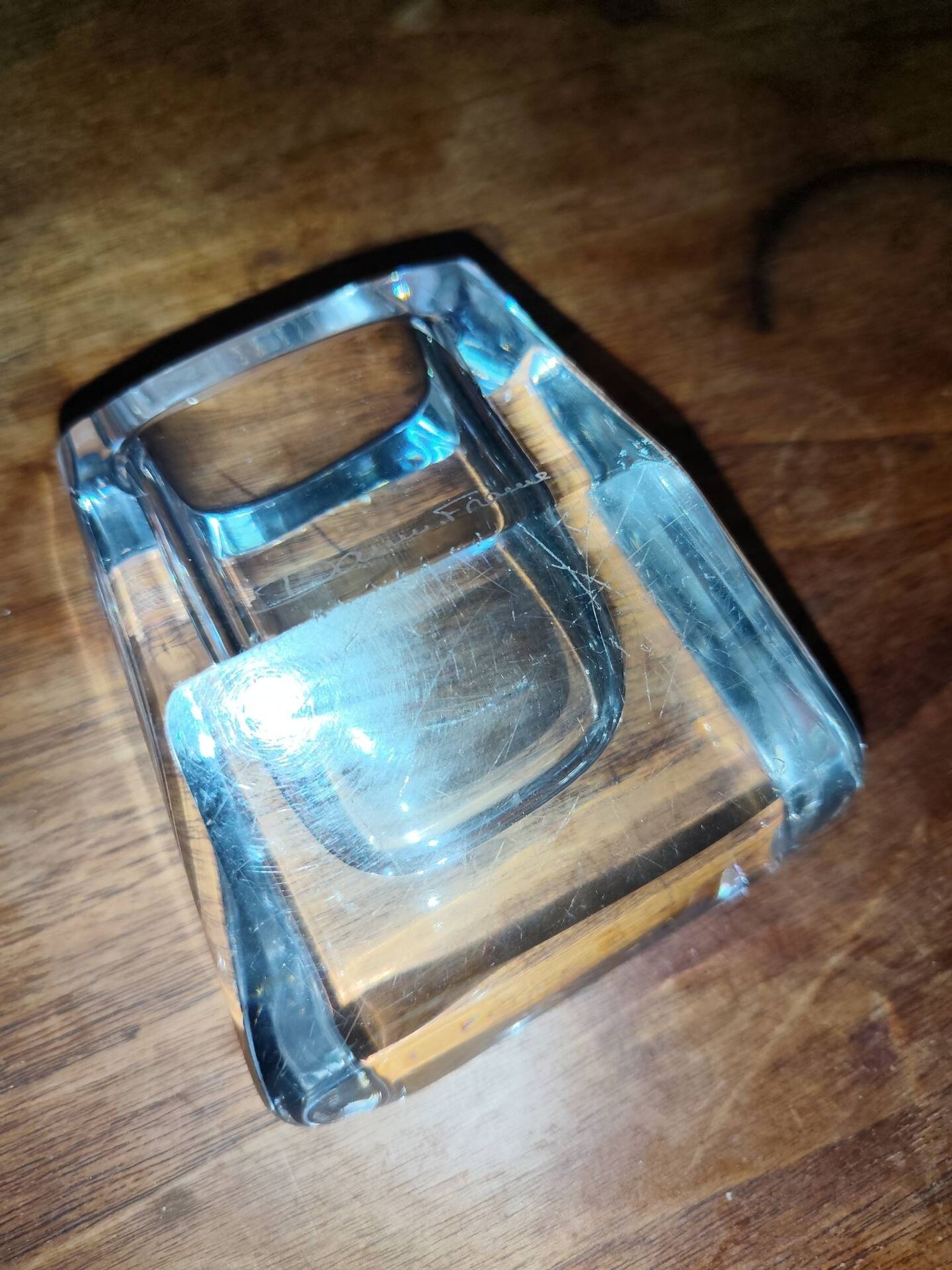 Crystal Daum ashtray pen holder tray