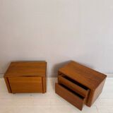 Mid-Century Italian Walnut Bedside Tables with Drawers, 1960s, Set of 2