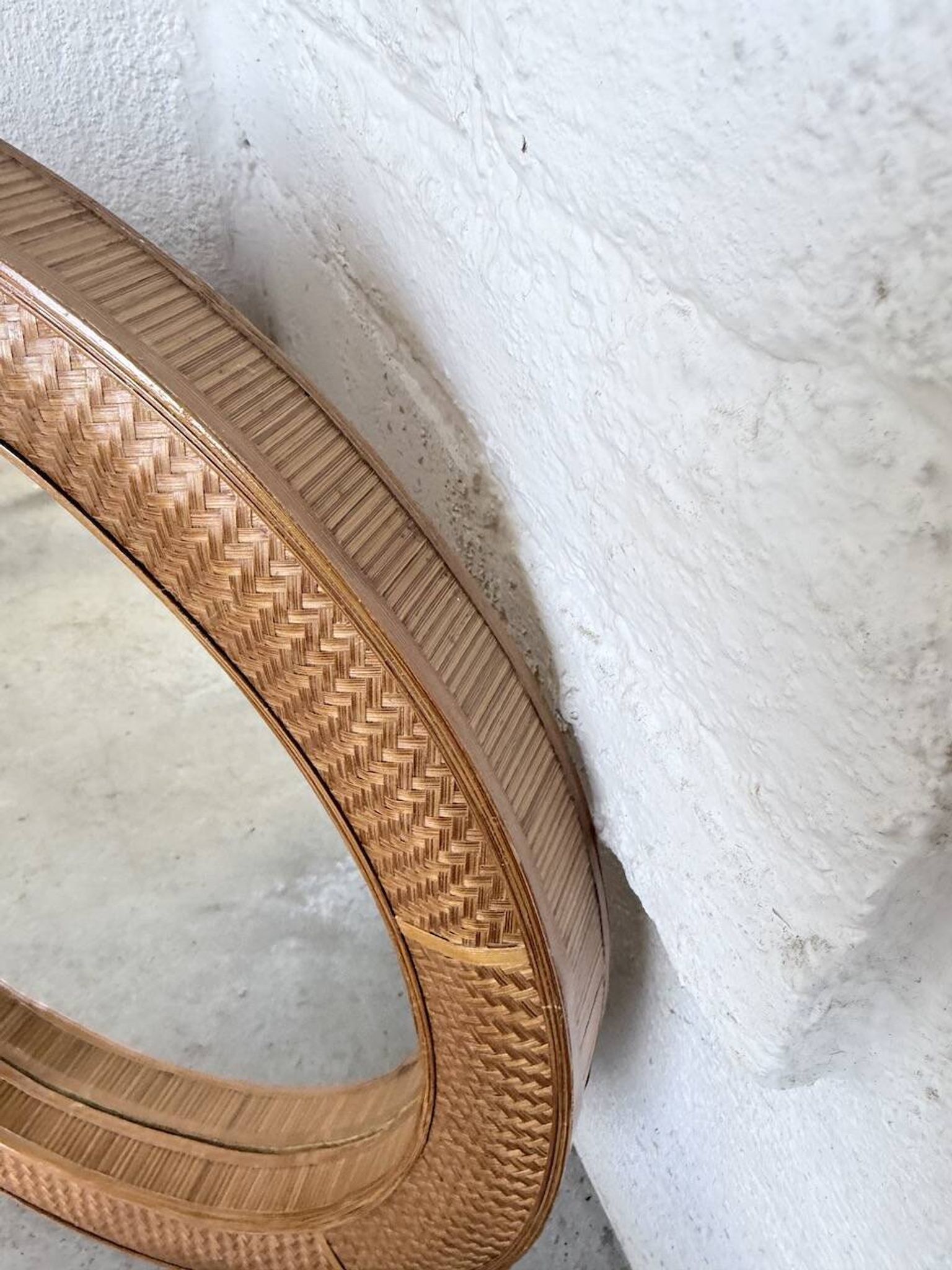 Woven wicker round mirror 1960