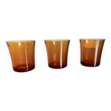 3 vintage amber glasses