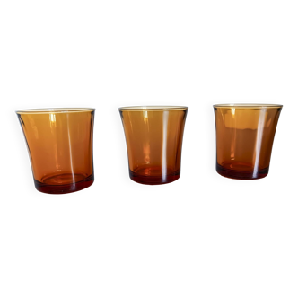 3 verres ambrés vintage