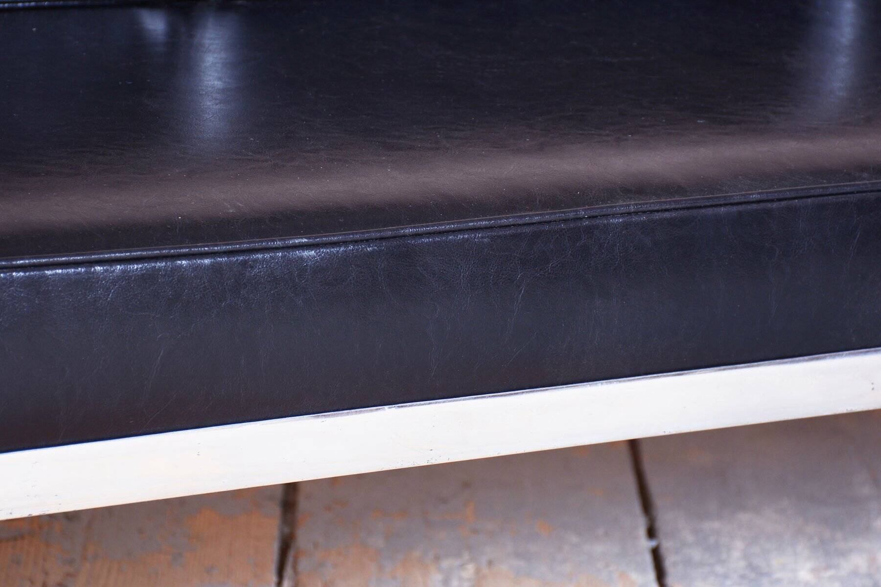 Sofa Bauhaus en acier chromé et cuir, tchèque, années 1930