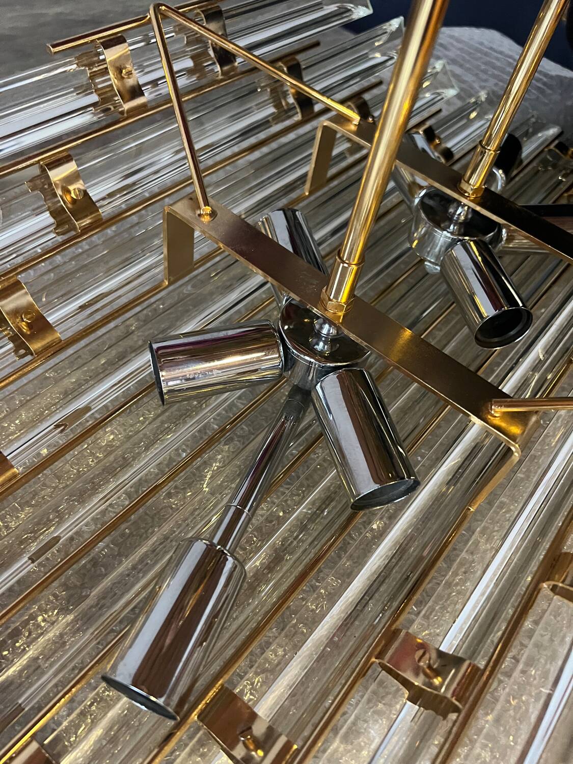 Vintage 1960’s Venini Style Murano Glass Ceiling Chandelier Light