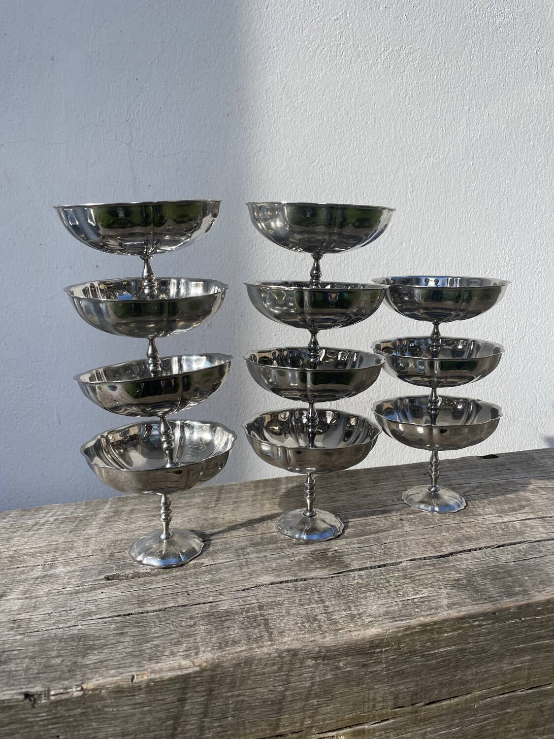 11 stainless steel cups / bowls 1970