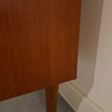 Deens hoge teak vakkenkast met bar vintage wandkast