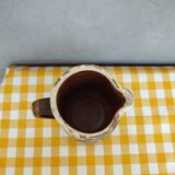 Pitcher in earthenware floral decoration XXth