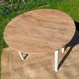Antique patinated round table – wooden top