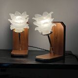 Pair of pink bedside lamps or wall lights