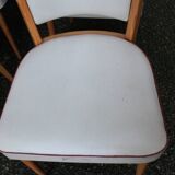 series of 8 vintage skai and wood chairs