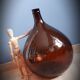 Demijohn 10L round dark brown blown glass