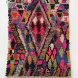 Moroccan Berber boujaad ecru carpet with colorful patterns 157x109cm