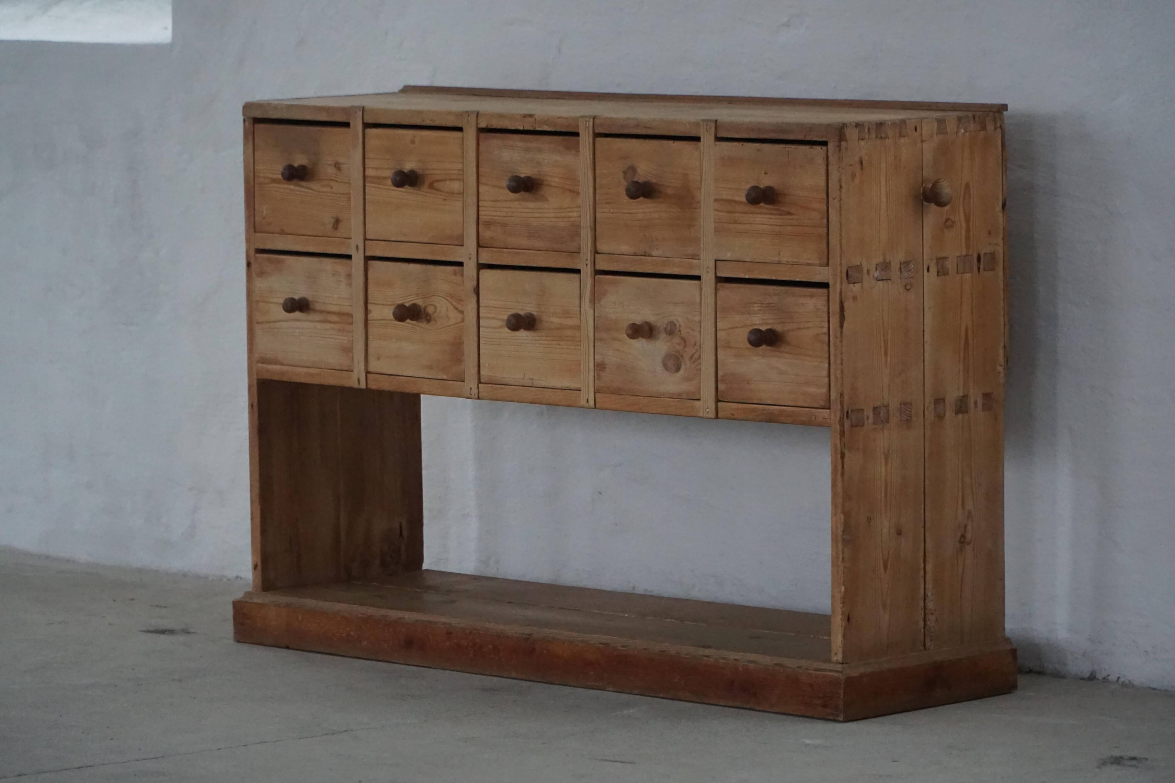 Danish apothecary cabinet in antique pine from the 19th century / Console, 1850–1880s