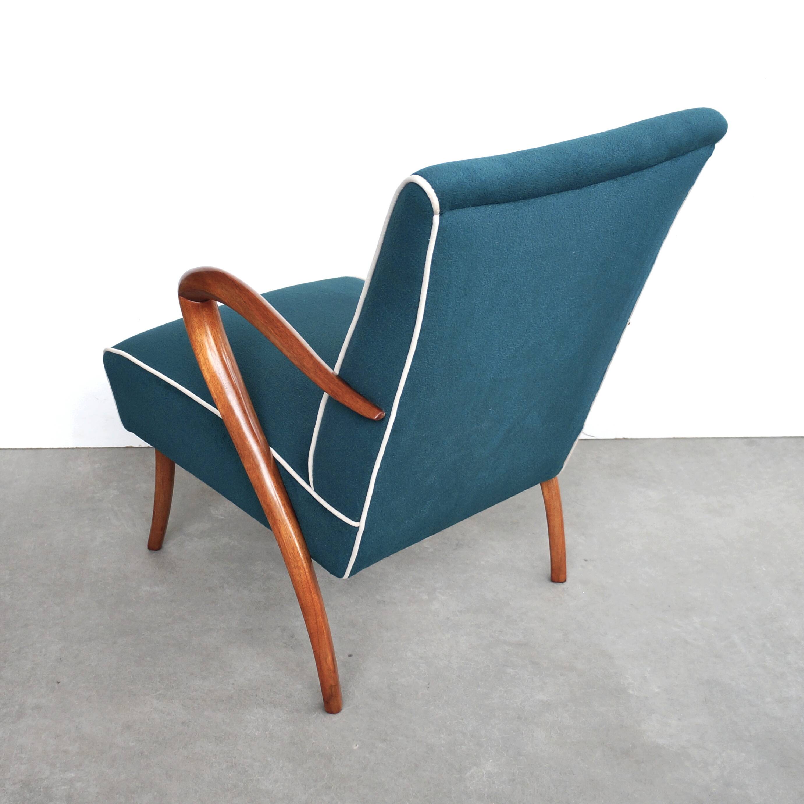 Fauteuil Style Scandinave en Tissu Bouclé Vert Pétrole
