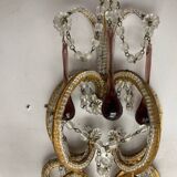 Large Crystal Beaded Murano Glass Sconces Set of 2,