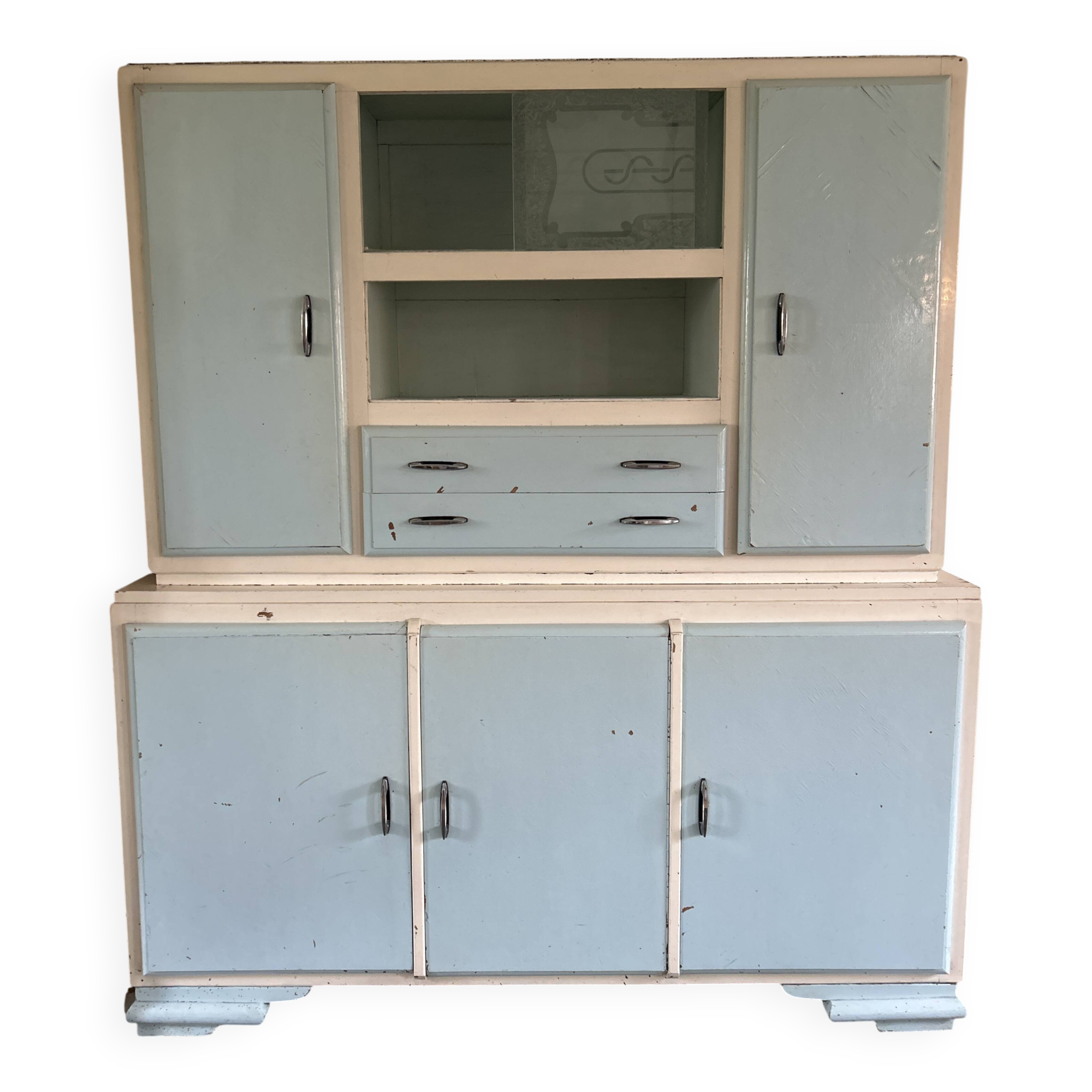 Armoire de cuisine vintage bleue