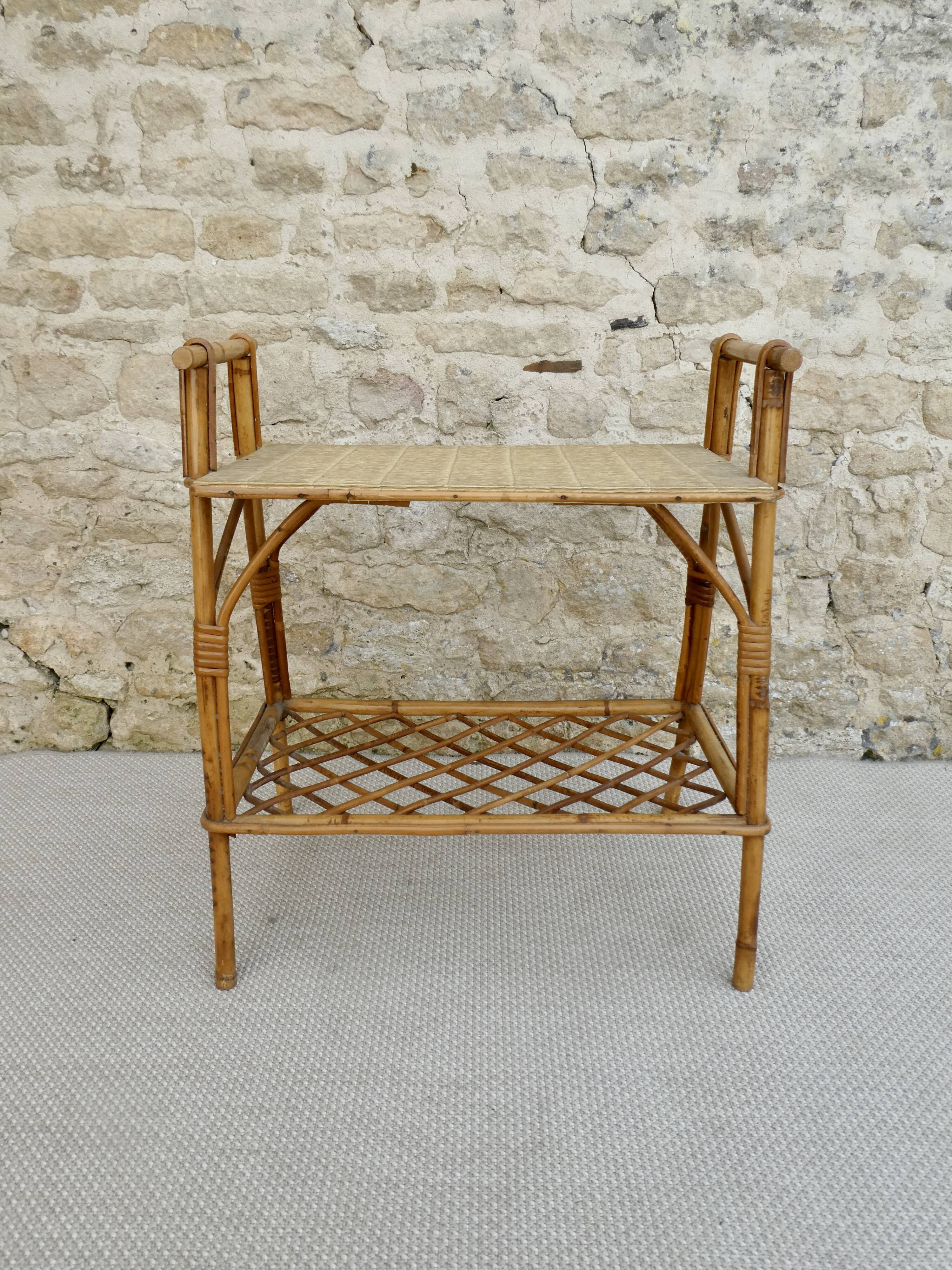 Rattan bedside table from the 60s 70s