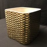 Golden ceramic cube wall light