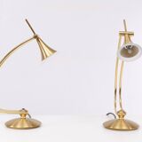 Lampes de table halogènes en laiton Holtkotter années 1980 Allemagne