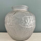 Art Deco ball vase in frosted glass
