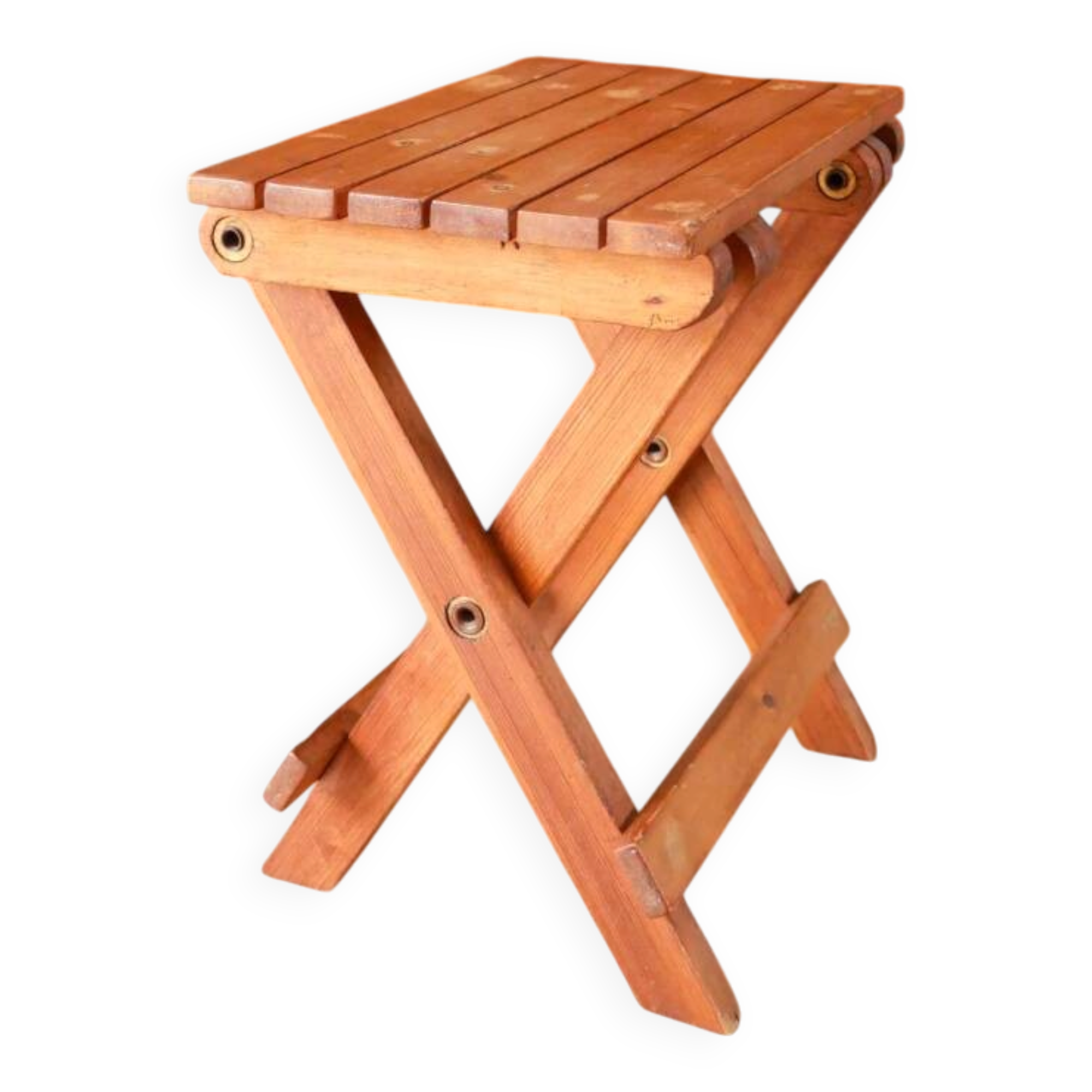 Small folding wooden stool, 1970