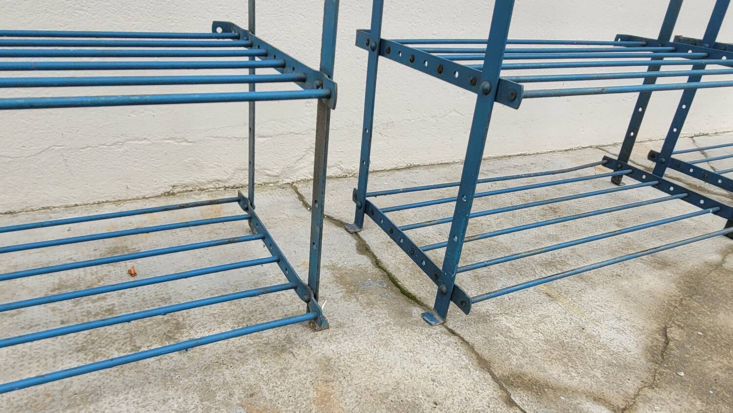 Set of 3 Rigidex iron storage locker shelves 1950s