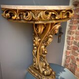Carved wooden and marble console